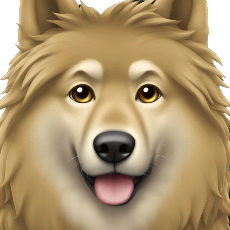 homem  olho  dourado  de  terno  cabelo    curto  e  castanho com  um  lobo emoji