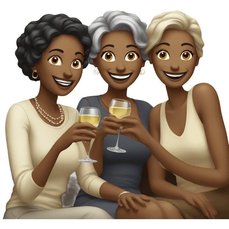 Three women drinking white wine emoji