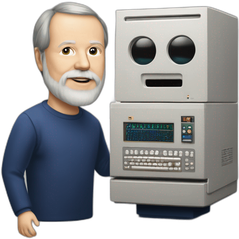 Ken Thompson with Dennis Ritchie with a PDP-11 emoji