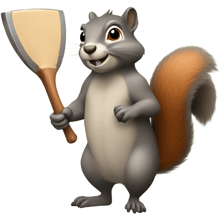 Squirrel holding two hatchets  emoji