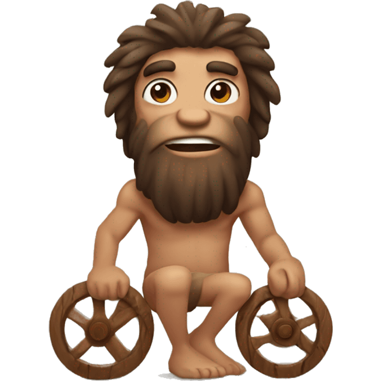 caveman with wooden wheels emoji