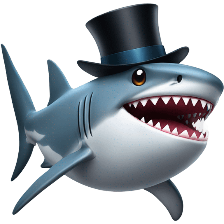 Shark with a top hat emoji