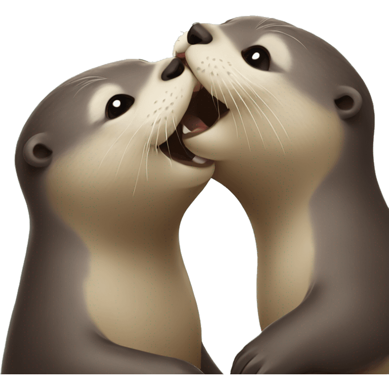 Otters in love kissing emoji