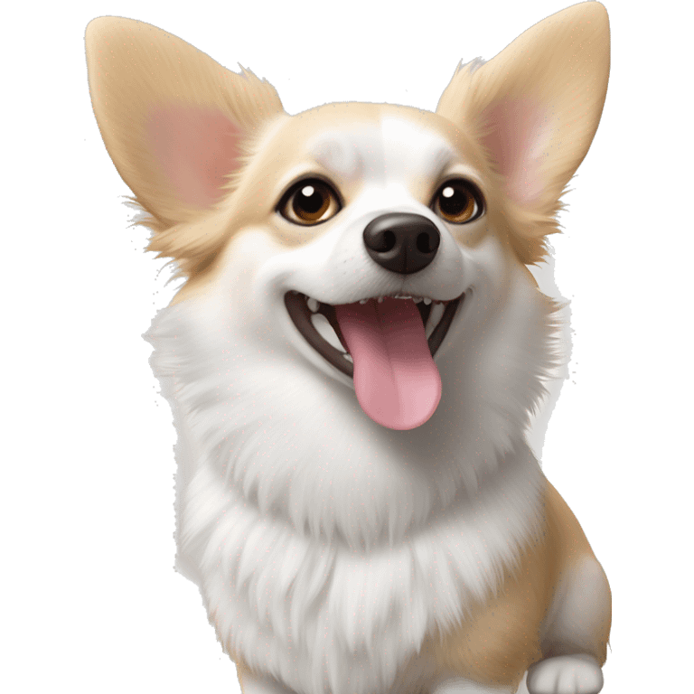 White corgi Chihuahua Pomeranian mix less fluff￼ emoji