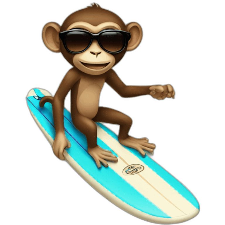 Monkey sunglasses surfing emoji