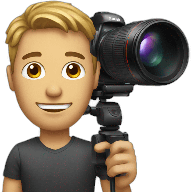 man taking someone's headshot with a professional camera emoji