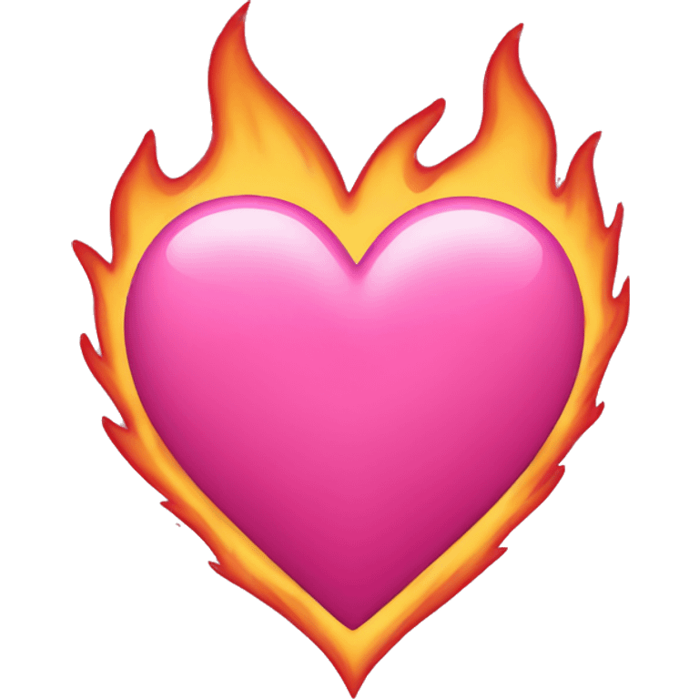 Pink heart with flames emoji