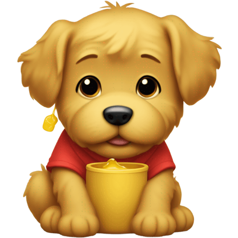 Whoodle puppy dressed as Winnie the Pooh   emoji