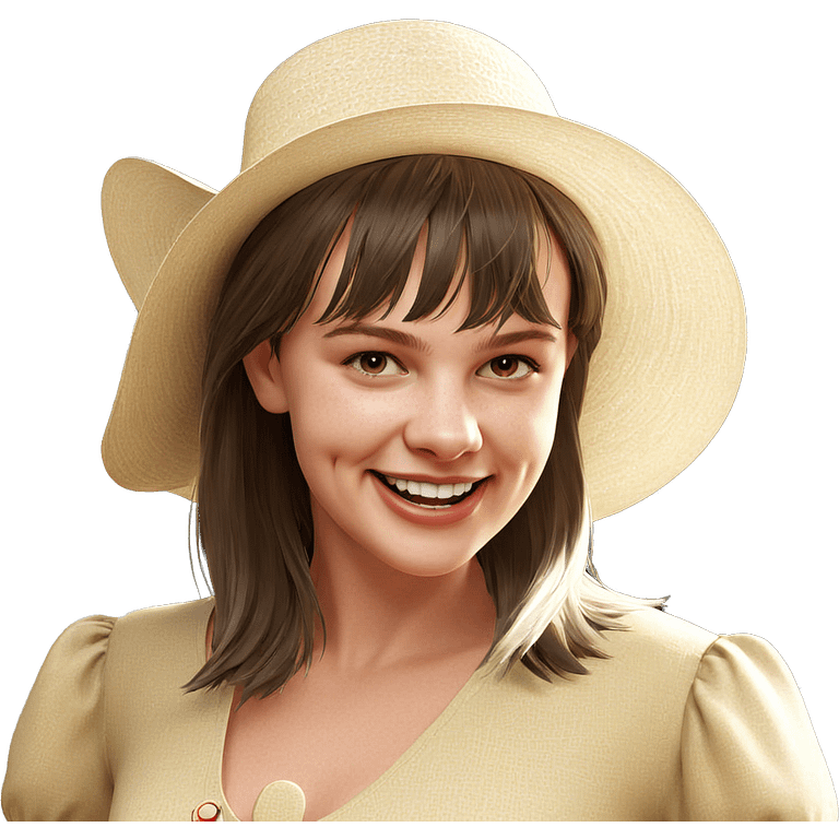 smiling girl in sun hat emoji