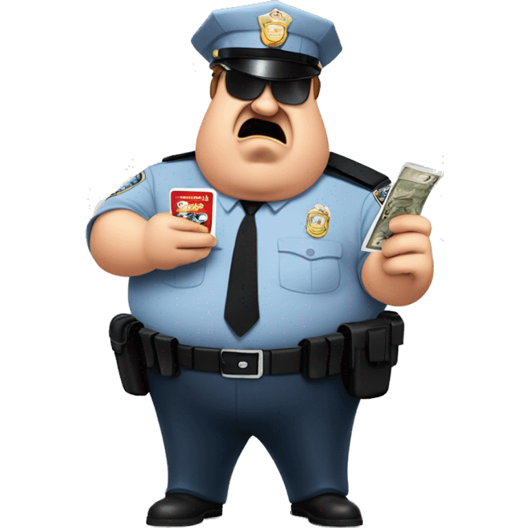 Paul blart mall cop blowing out grey air from a simcard emoji