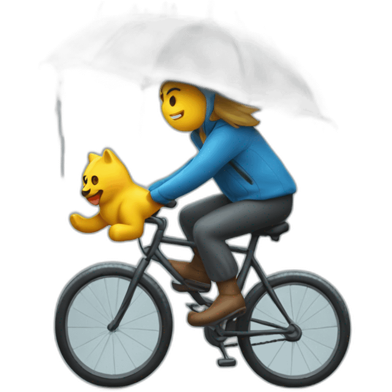 Riding a bicycle in the rain with headwind emoji