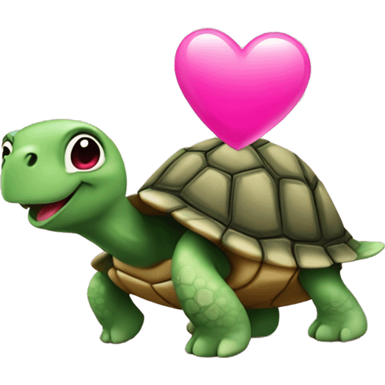 Turtle holding a pink heart emoji