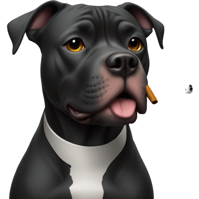 Black pitbul smoking a cigarette emoji