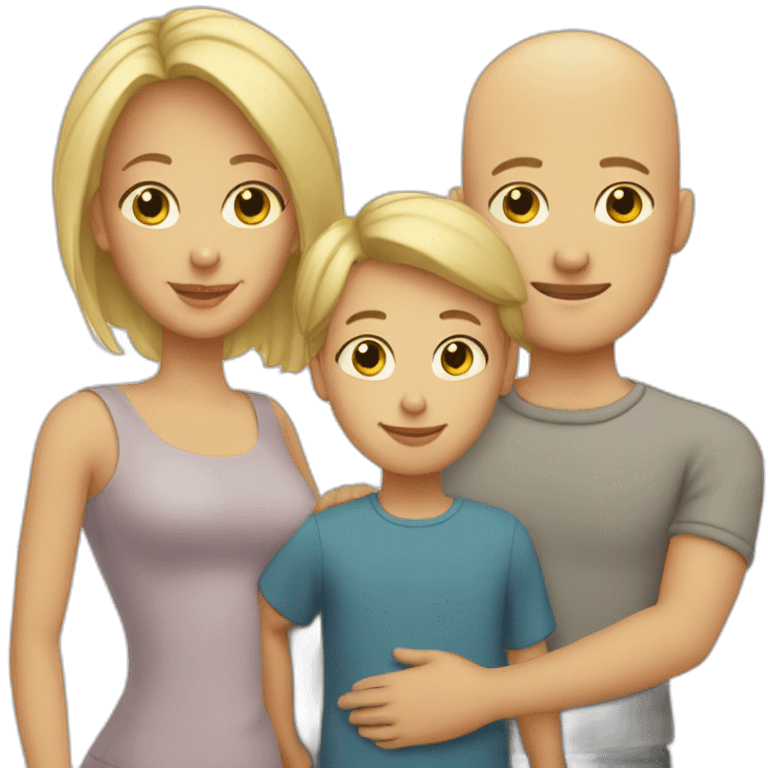 Blonde mom, bald dad, two sons and one daughter emoji