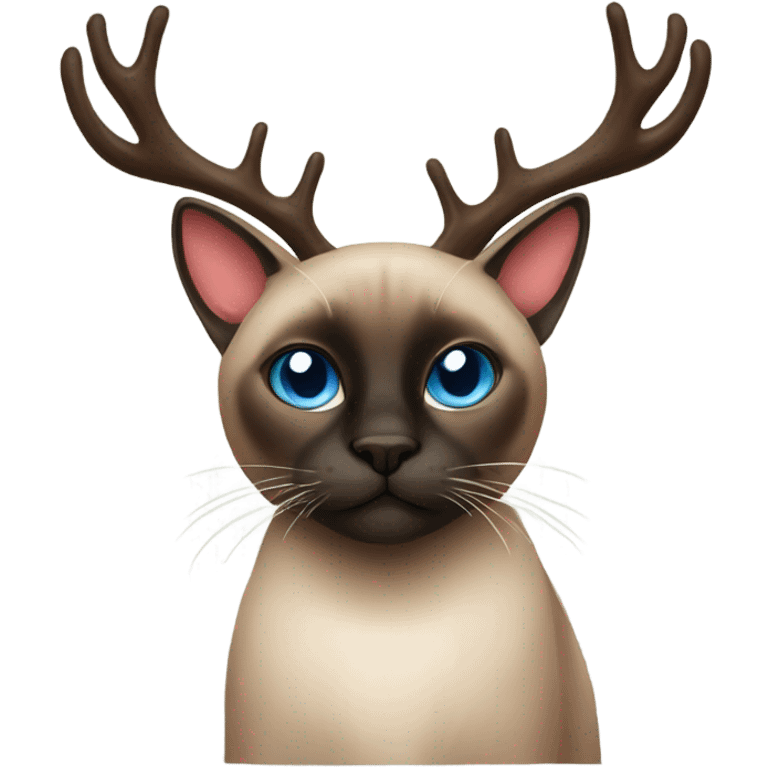 Dark Siamese cat with reindeer antlers emoji