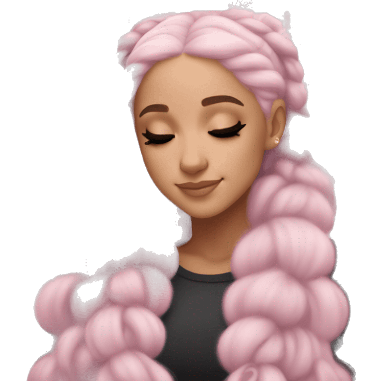 Ariana Grande sleeping light pink hair holding a snowflake emoji