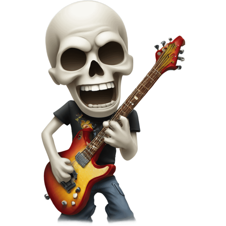 Skull rocking out to metal music emoji