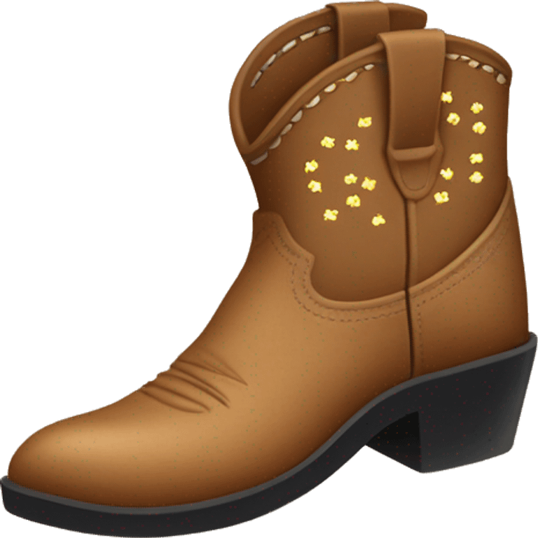 Light brown cowboy boots with tiny gingham bows emoji