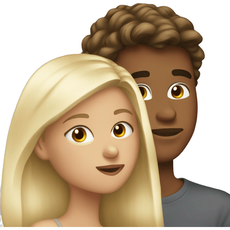 Blond boy kissing brunette emoji