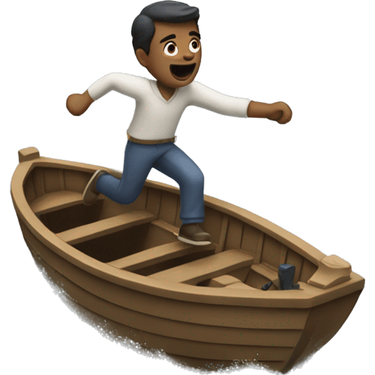 Man chasing boat emoji