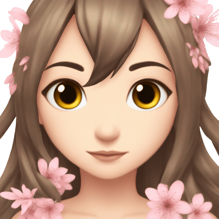 Sakura, girl, anime, dark eyes, fairy, big wings, long hair  emoji