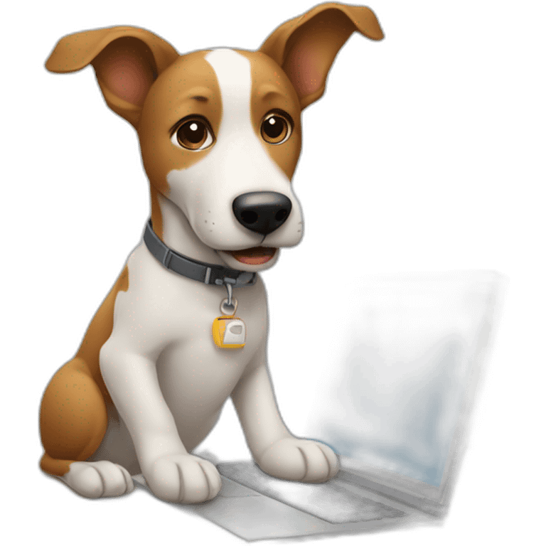 dog using a computer emoji