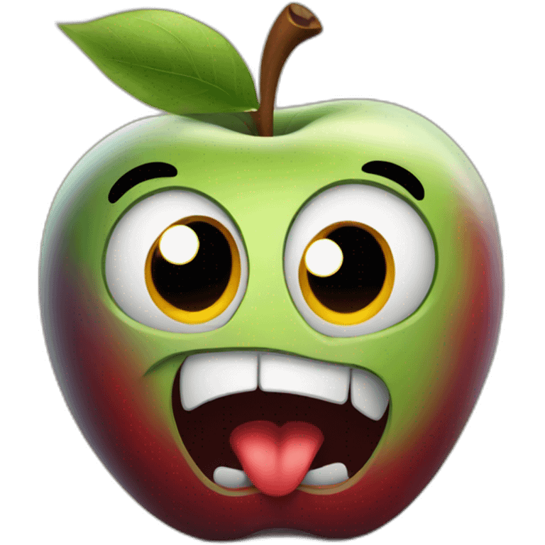 scared apple with face, screaming emoji