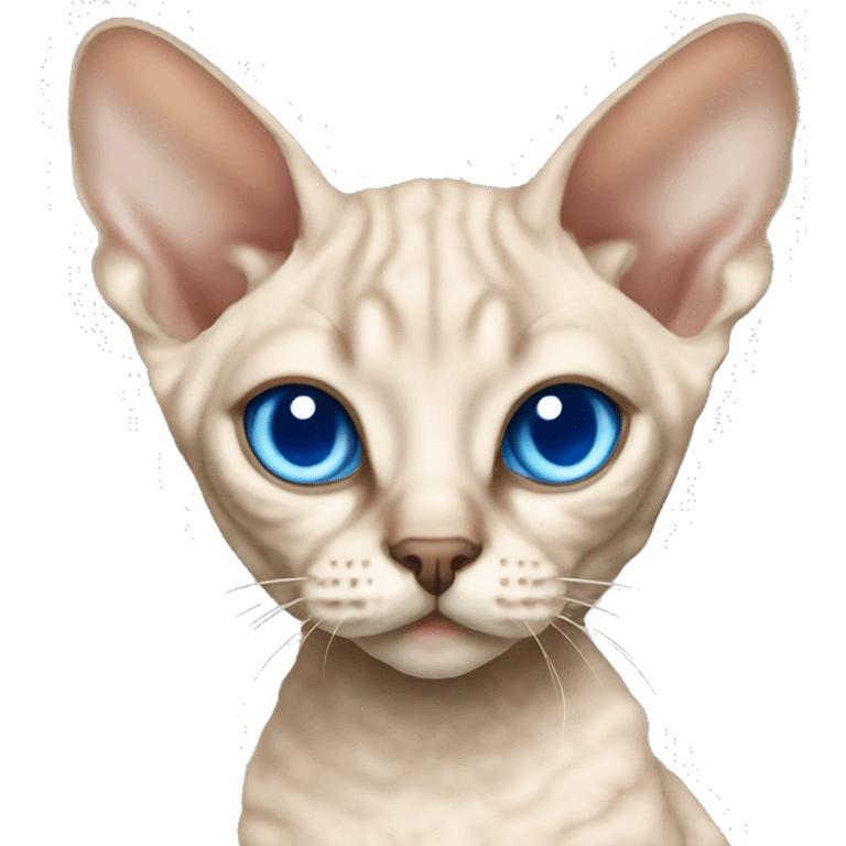 Beige Devon Rex cat blue eyes  emoji