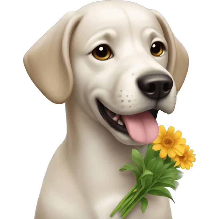 dog having flowers  emoji