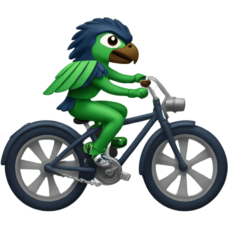 Seahawk riding a bike emoji