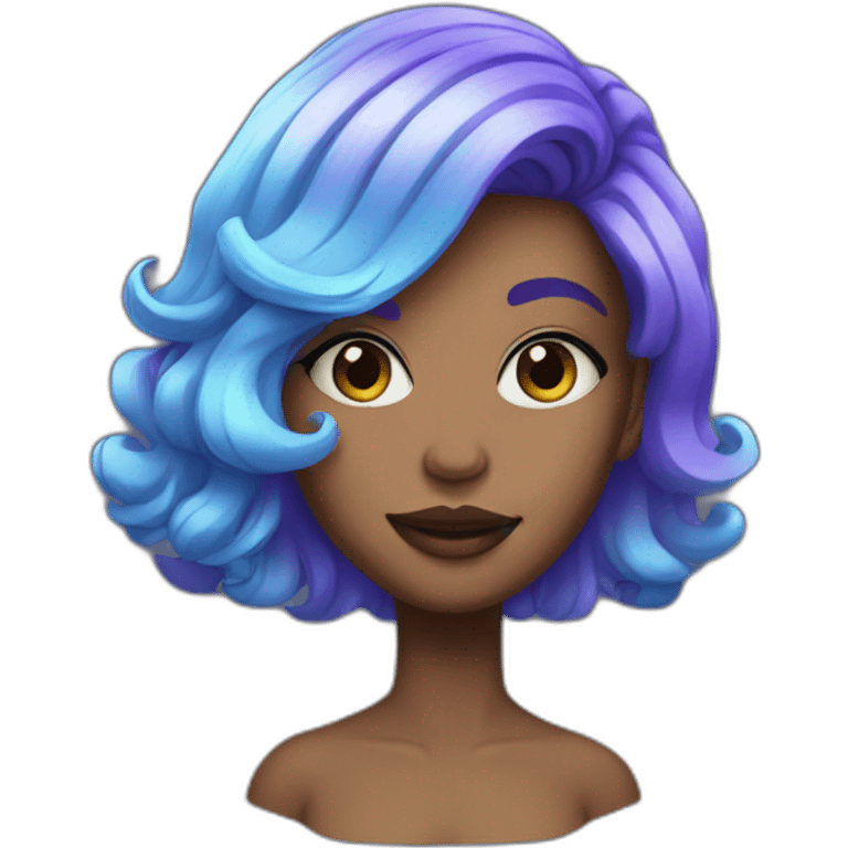 Blue purple hair cool girl emoji