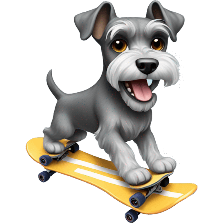 Schnauzer dog skateboaring emoji