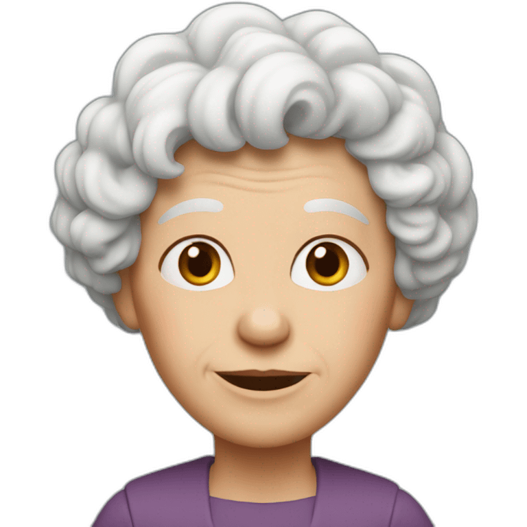 white 50-yesars old woman with curly red hair standing upright with arms out to the sides emoji