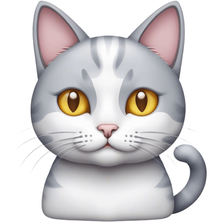 A grey and white cat  emoji