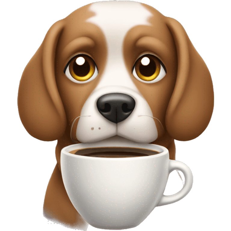 Dog with a cup of coffee emoji