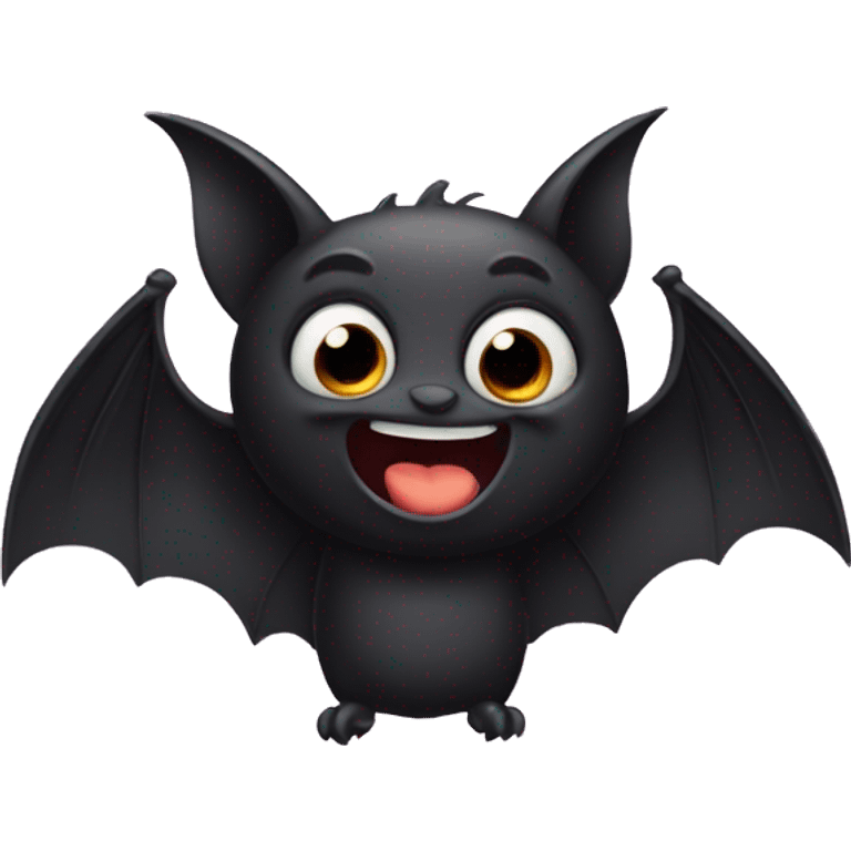 Cute Black bat making silly face emoji