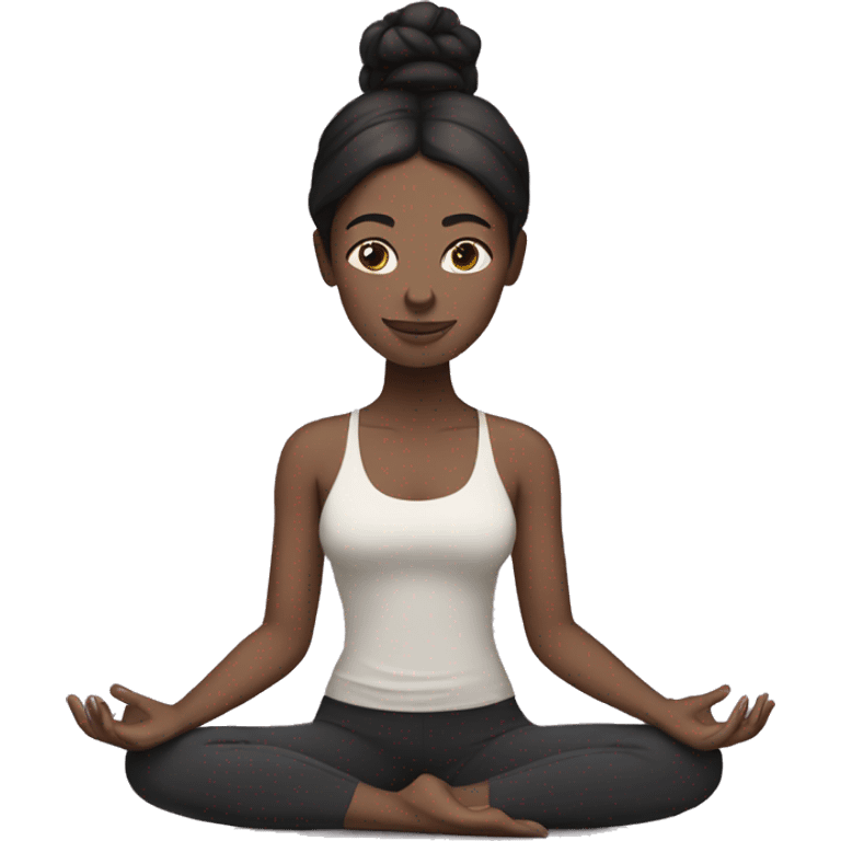 Dark hair woman with pale skin doing yoga emoji