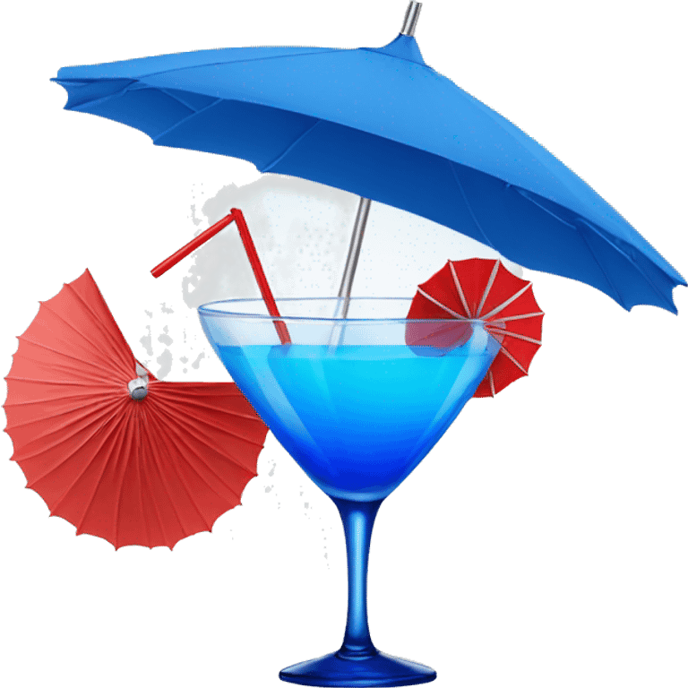 Blue Cocktail with a red parasol on top emoji