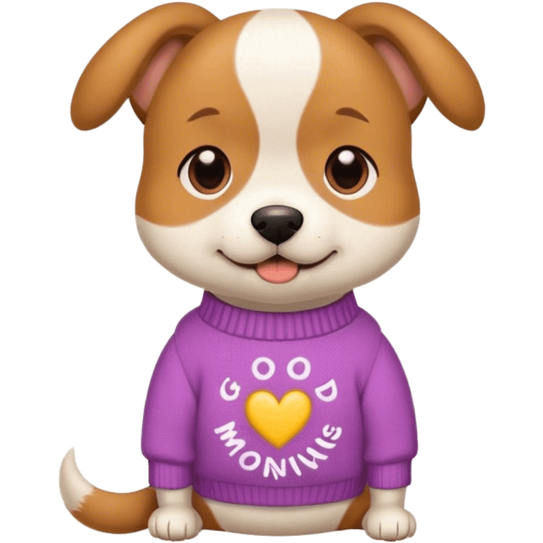 Dog saying  good mormimg wear a cute sweater  emoji