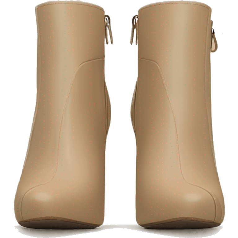 Realistic Isolated front facing beige peep toe ankle bootie boots.  emoji