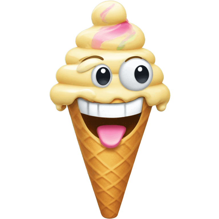 A smiley emoji eating ice cream  emoji