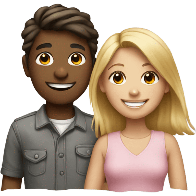 smiling girl with boy emoji