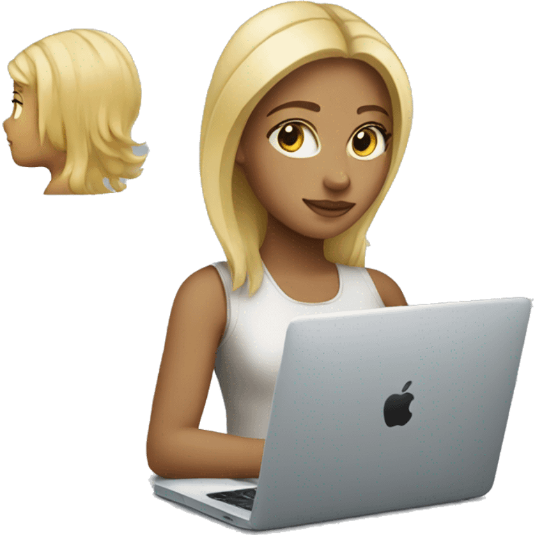 Blond girl working on MacBook  emoji