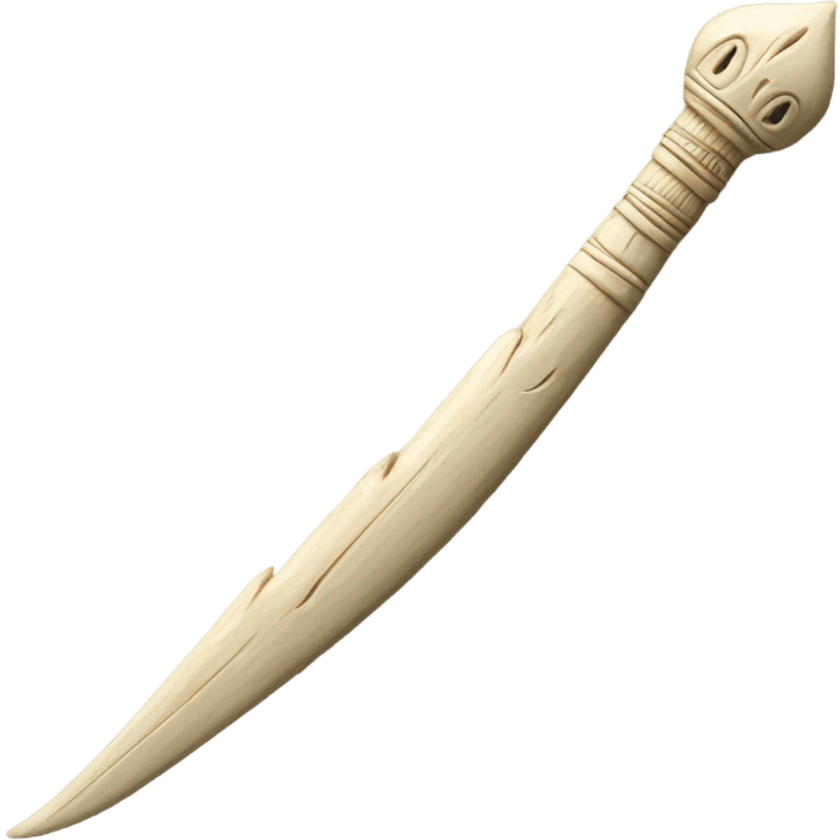 Long skinny Ivory spear engraved with animals emoji