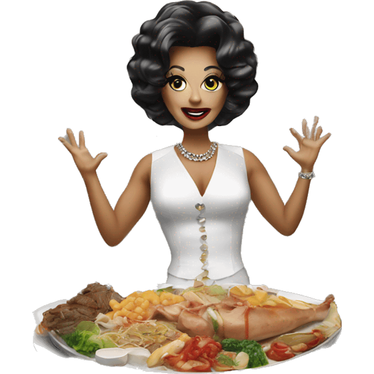 A dinner platter with a drag queen standing on it emoji