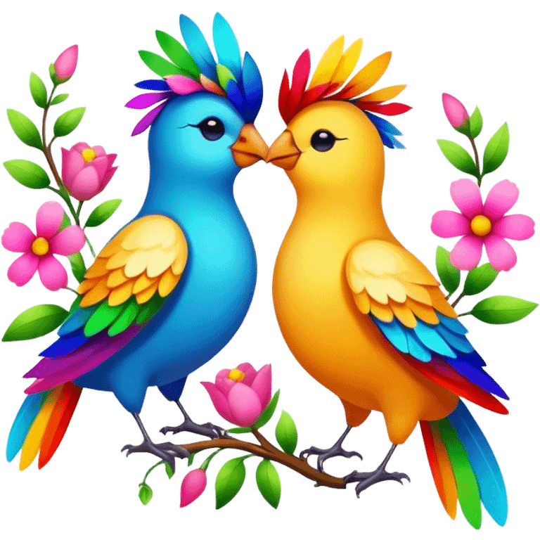 Two birds with flowers emoji