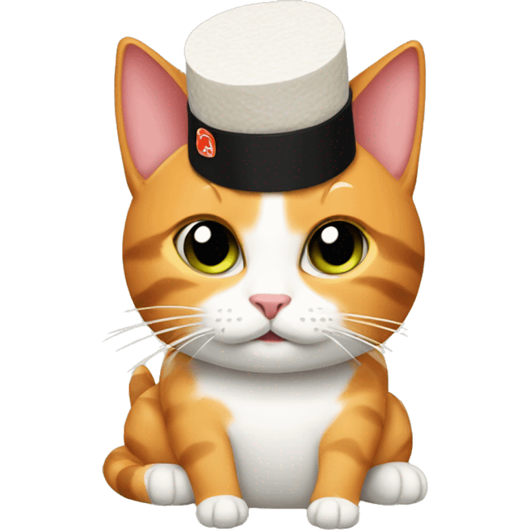 cat wearing sushi as a hat emoji