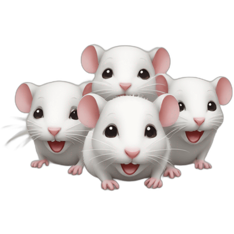 Three cute rats emoji