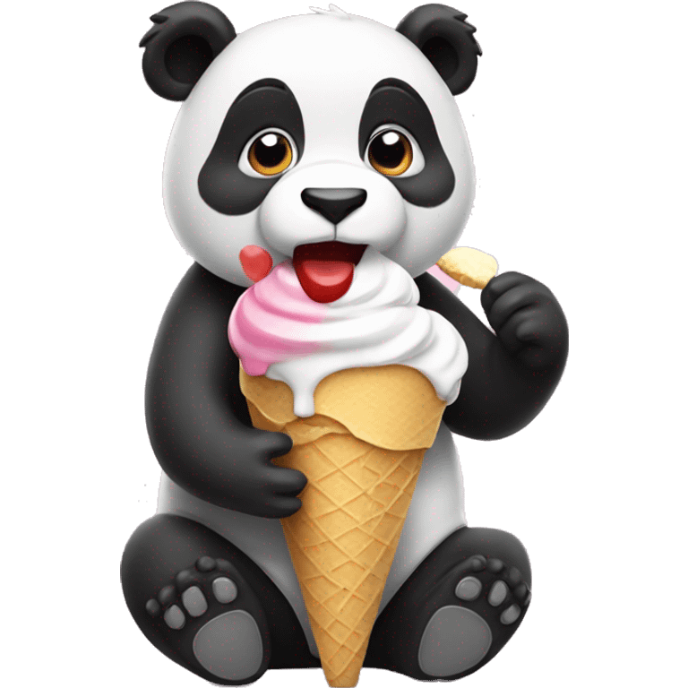 Panda eating ice cream emoji