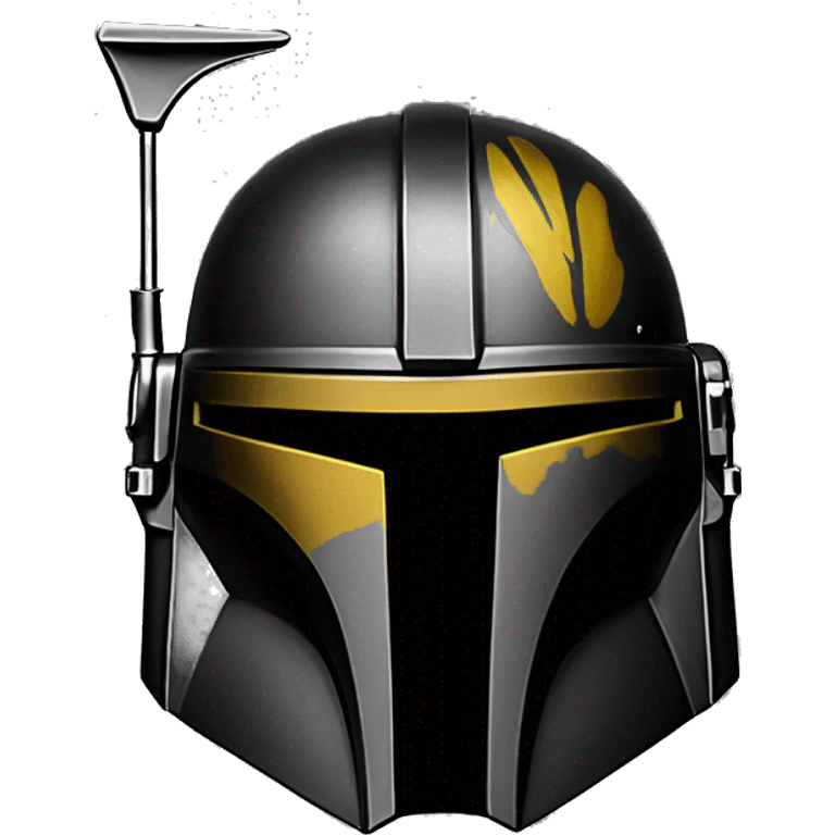 Mandalorian helmet black and yellow with antenna emoji